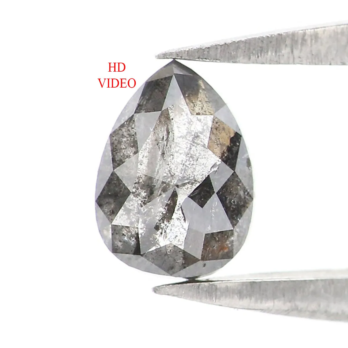 0.43 CT Natural Loose Pear Shape Diamond Salt And Pepper Pear Rose Cut Diamond 5.30 MM Natural Black Grey Color Pear Shape Diamo