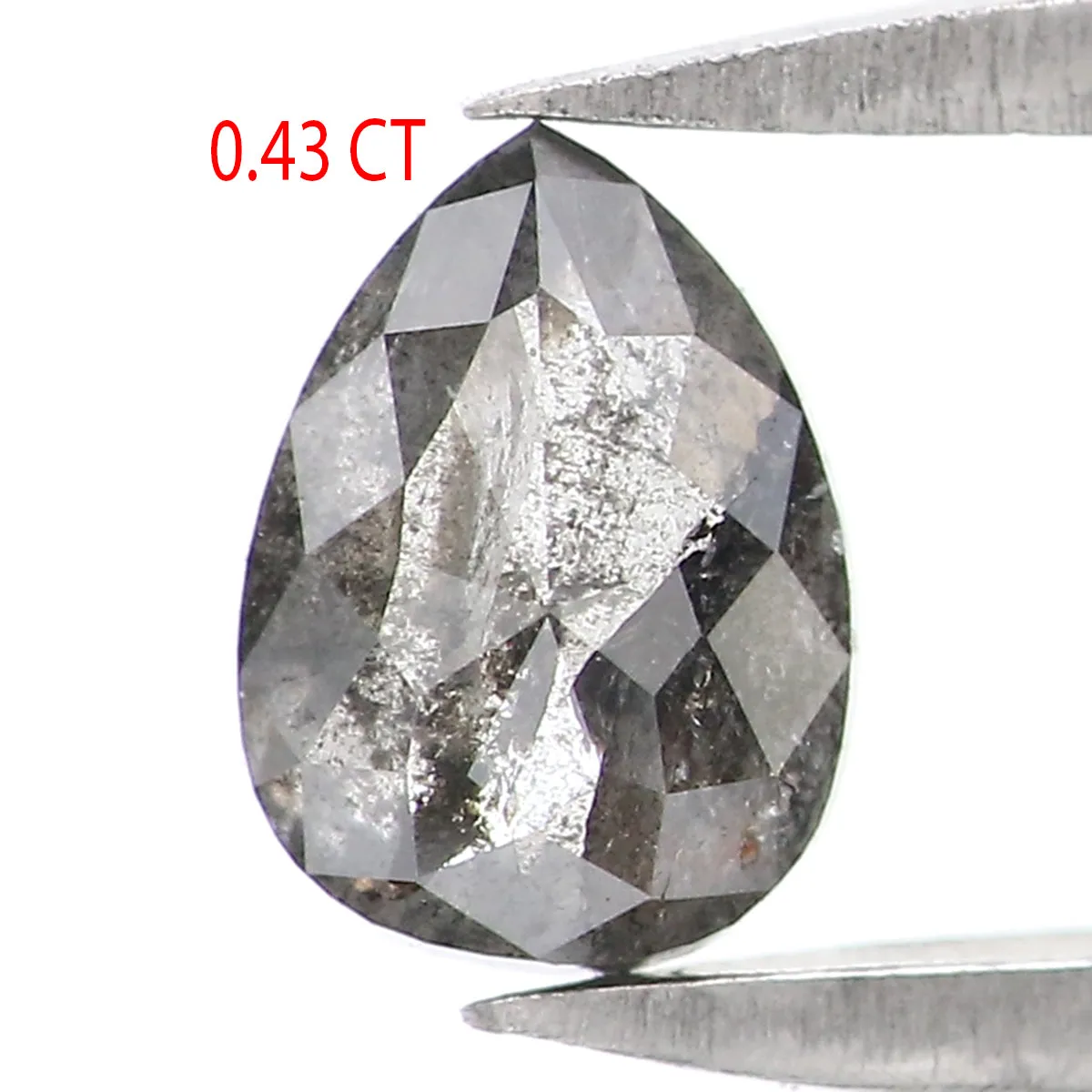 0.43 CT Natural Loose Pear Shape Diamond Salt And Pepper Pear Rose Cut Diamond 5.30 MM Natural Black Grey Color Pear Shape Diamo