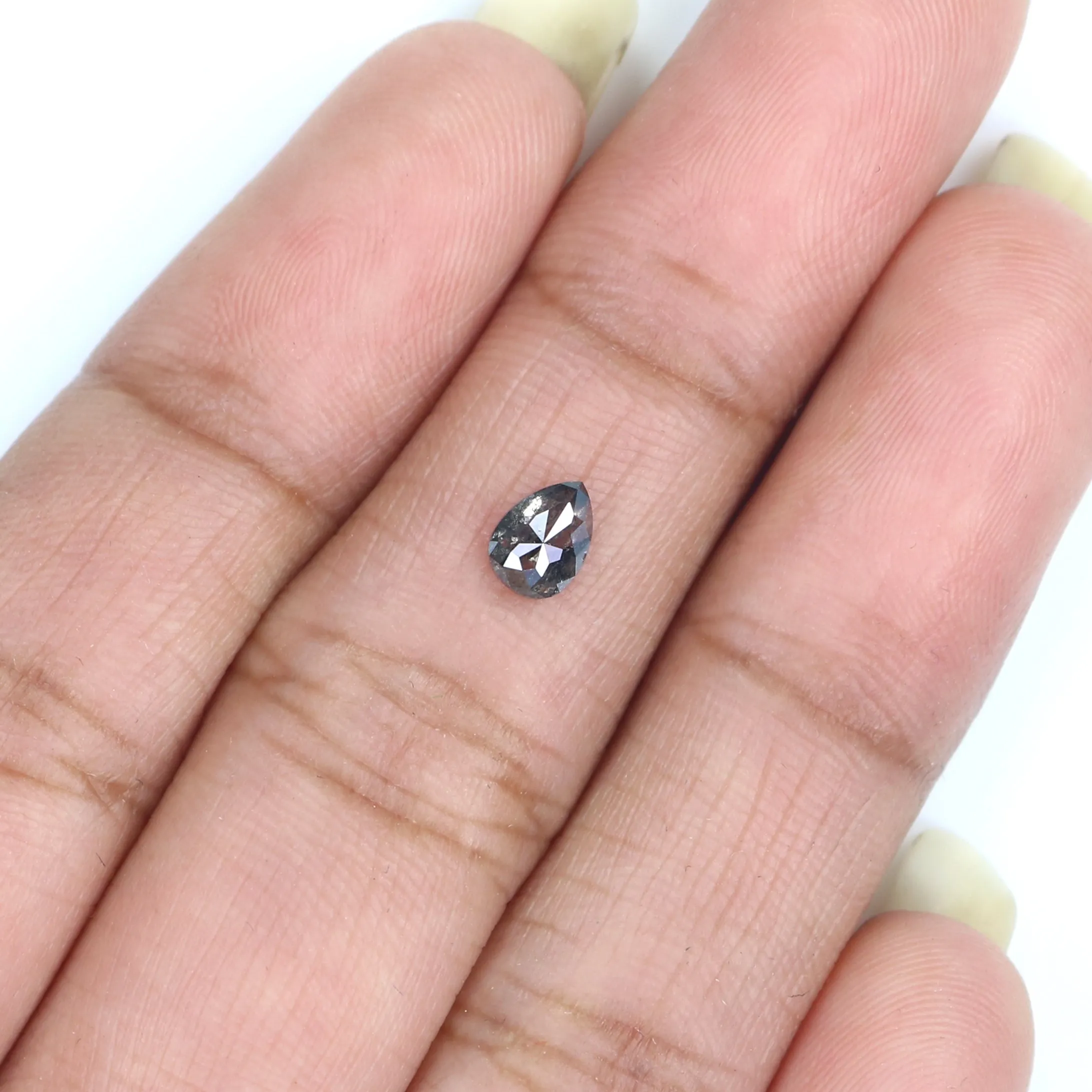 0.43 CT Natural Loose Pear Shape Diamond Salt And Pepper Pear Rose Cut Diamond 5.30 MM Natural Black Grey Color Pear Shape Diamo