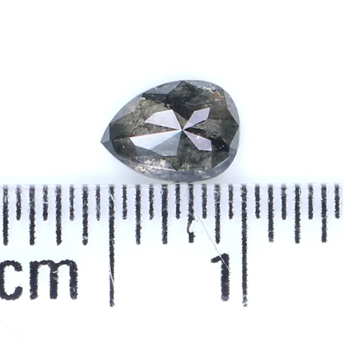 0.43 CT Natural Loose Pear Shape Diamond Salt And Pepper Pear Rose Cut Diamond 5.30 MM Natural Black Grey Color Pear Shape Diamo