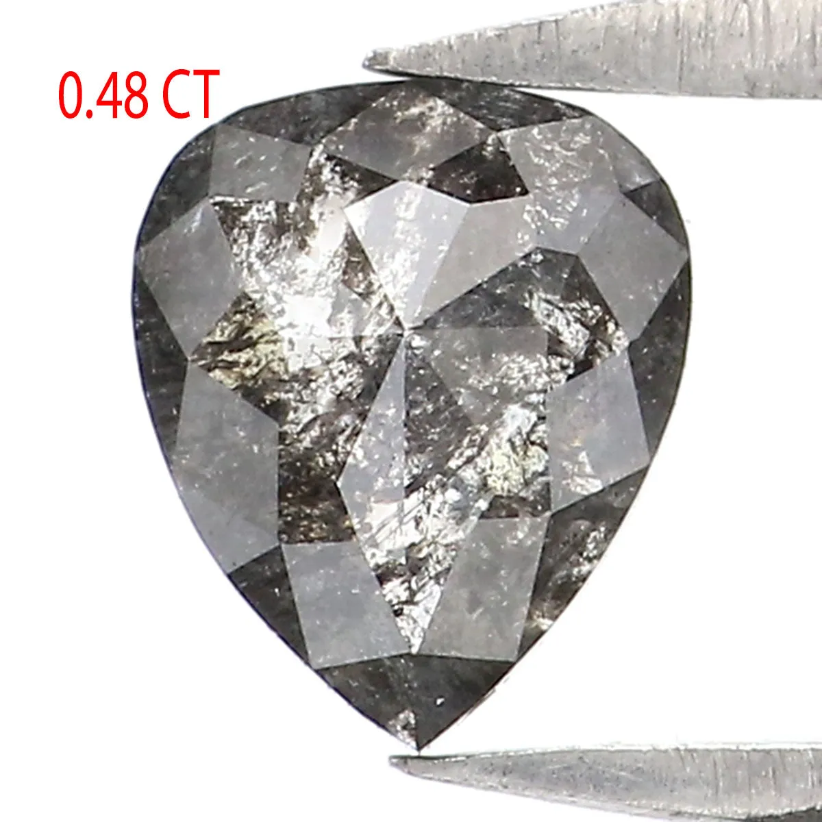 0.48 CT Natural Loose Heart Shape Diamond Salt And Pepper Heart Diamond 5.70 MM Natural Loose Black Grey Color Heart Shape Rose 