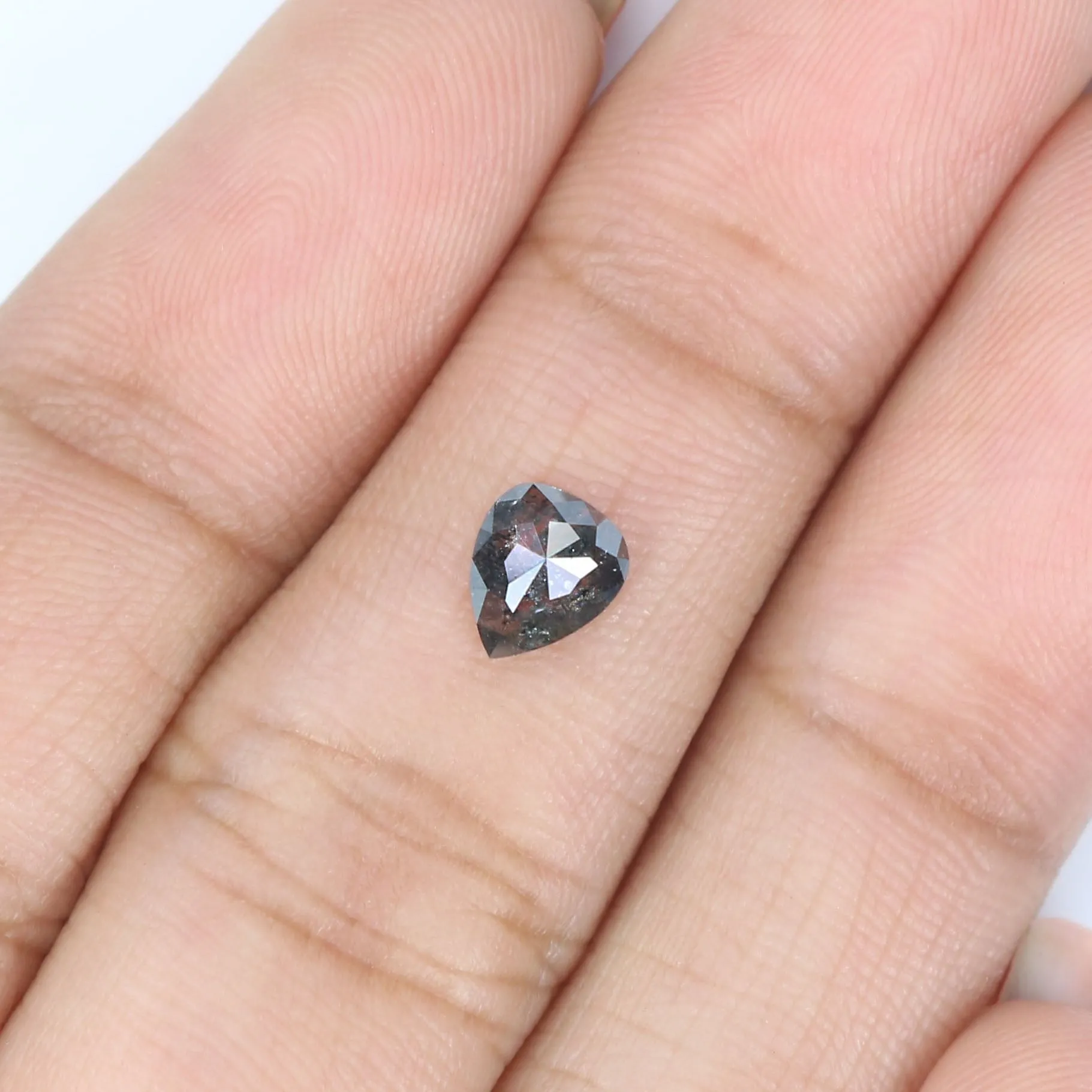 0.48 CT Natural Loose Heart Shape Diamond Salt And Pepper Heart Diamond 5.70 MM Natural Loose Black Grey Color Heart Shape Rose 