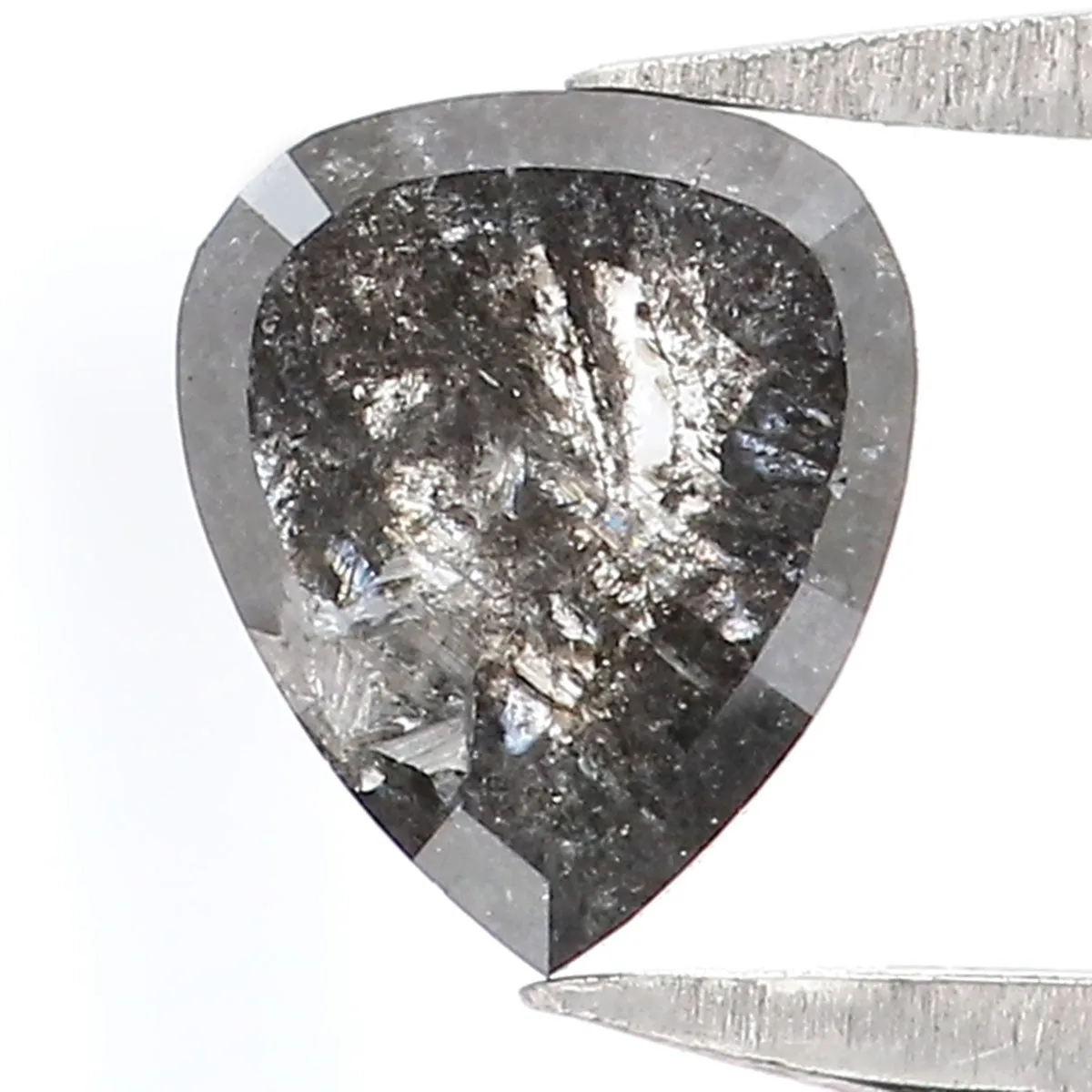 0.48 CT Natural Loose Heart Shape Diamond Salt And Pepper Heart Diamond 5.70 MM Natural Loose Black Grey Color Heart Shape Rose 