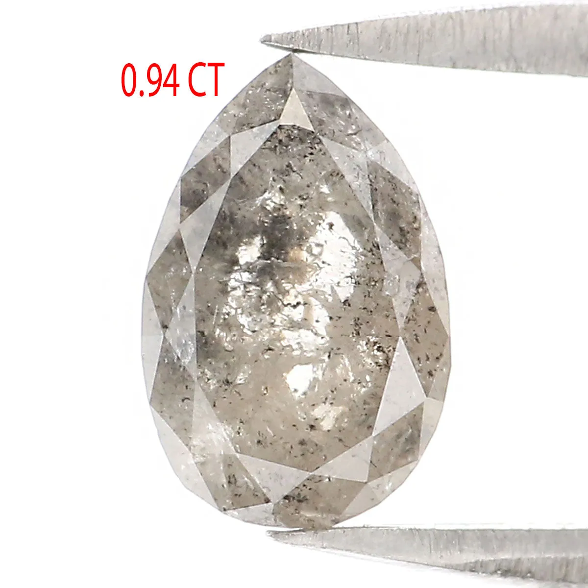 0.94 CT Natural Loose Pear Shape Diamond Salt And Pepper Pear Rose Cut Diamond 7.70 MM Natural Black Grey Color Pear Shape Diamo