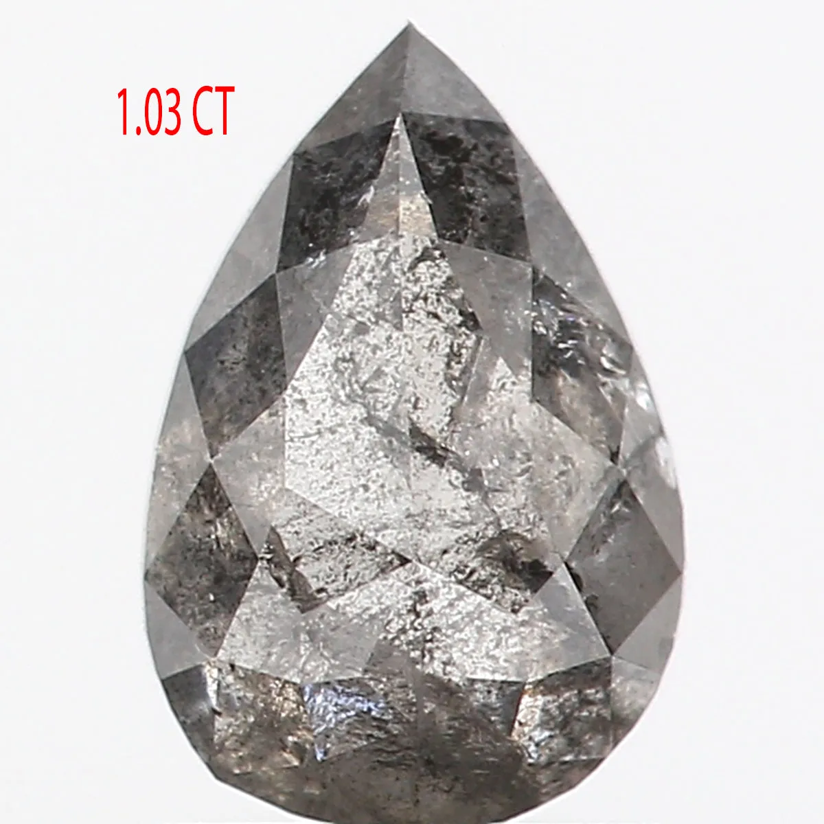 1.03 CT Natural Loose Pear Shape Diamond Salt And Pepper Pear Rose Cut Diamond 7.70 MM Black Grey Color Pear Shape Rose Cut Diam