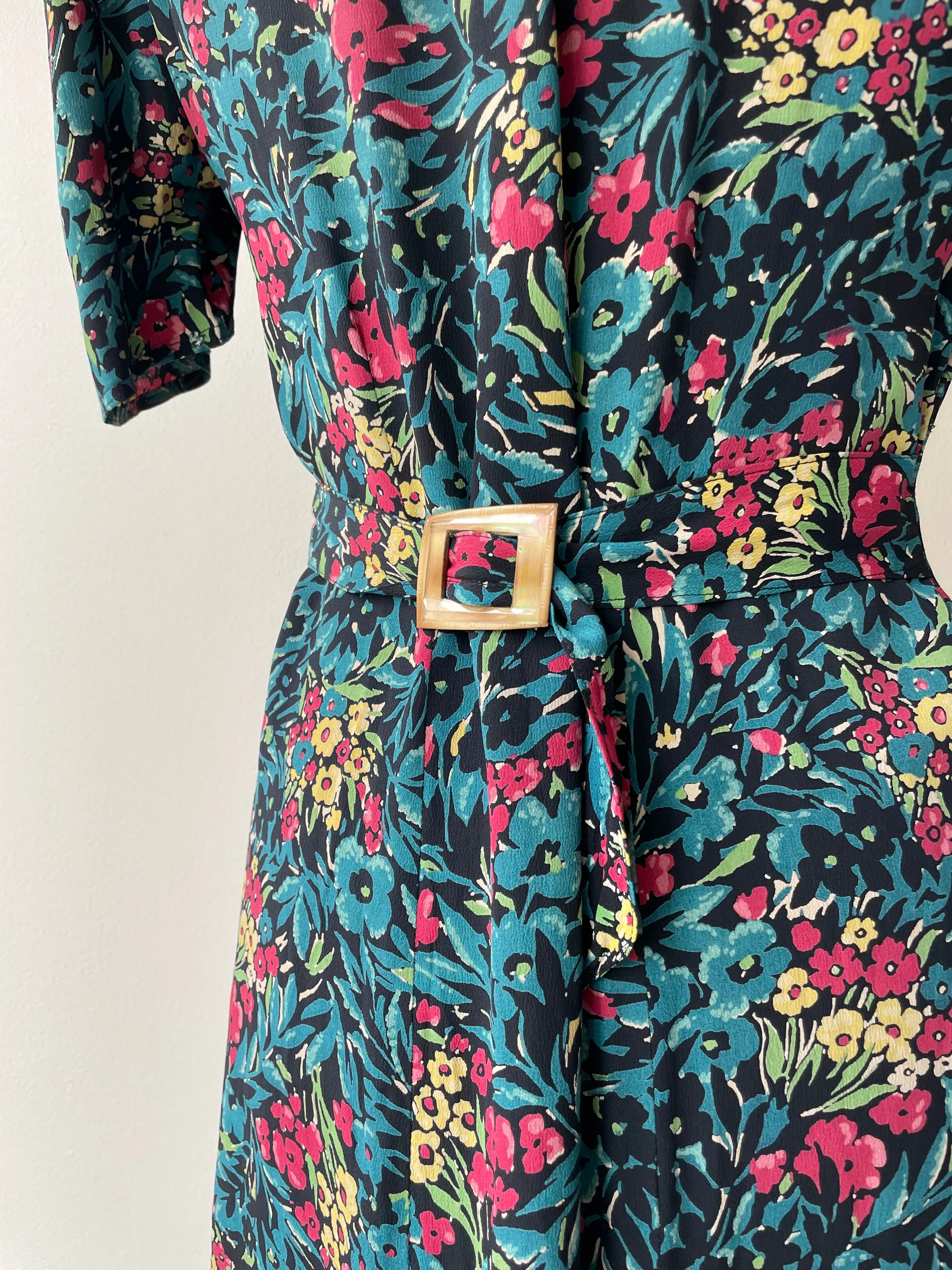 1930s Field Flowers Silk Dress