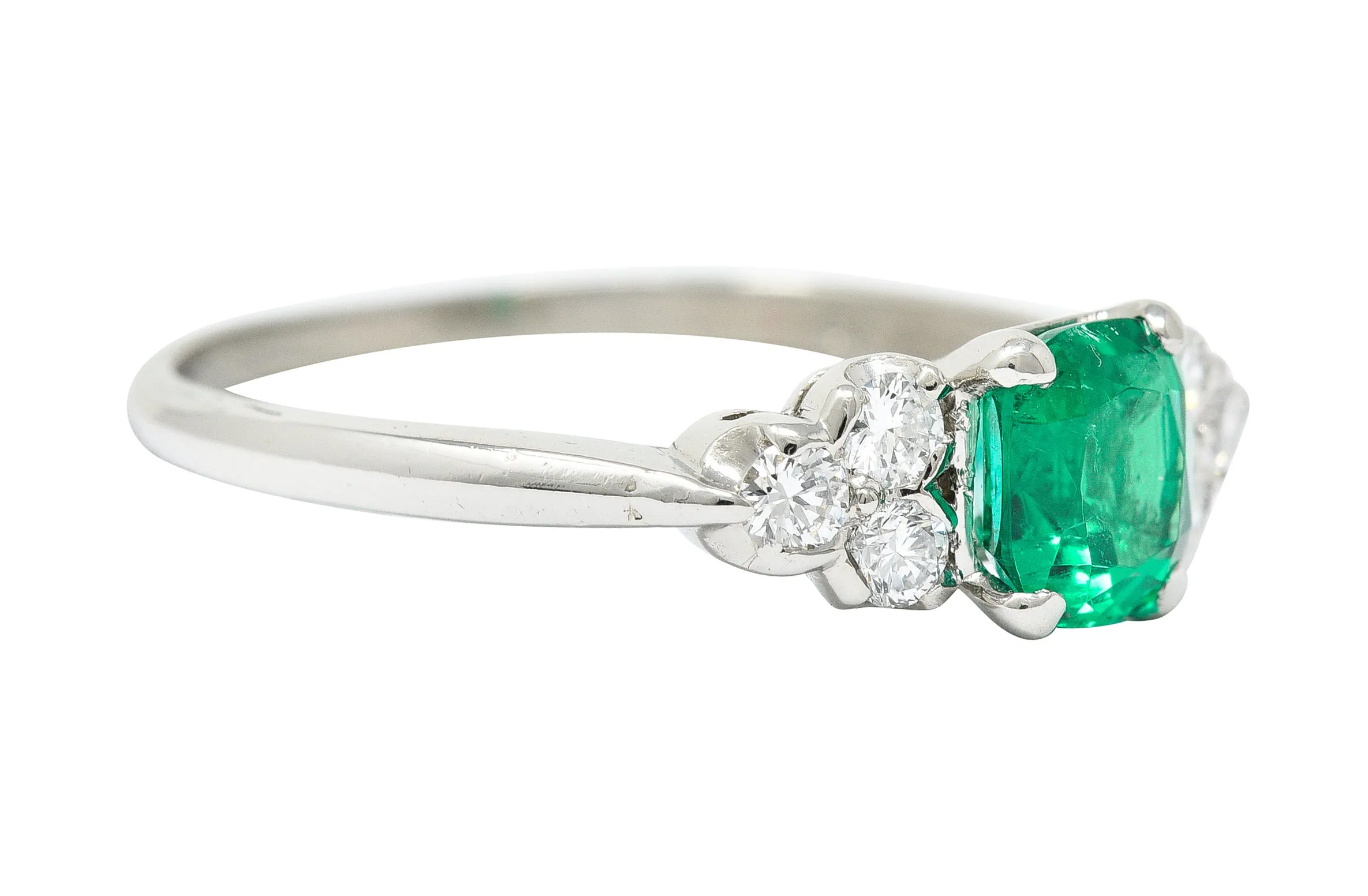 1950's Shreve Crump & Low 0.83 CTW Emerald Diamond Platinum Ring