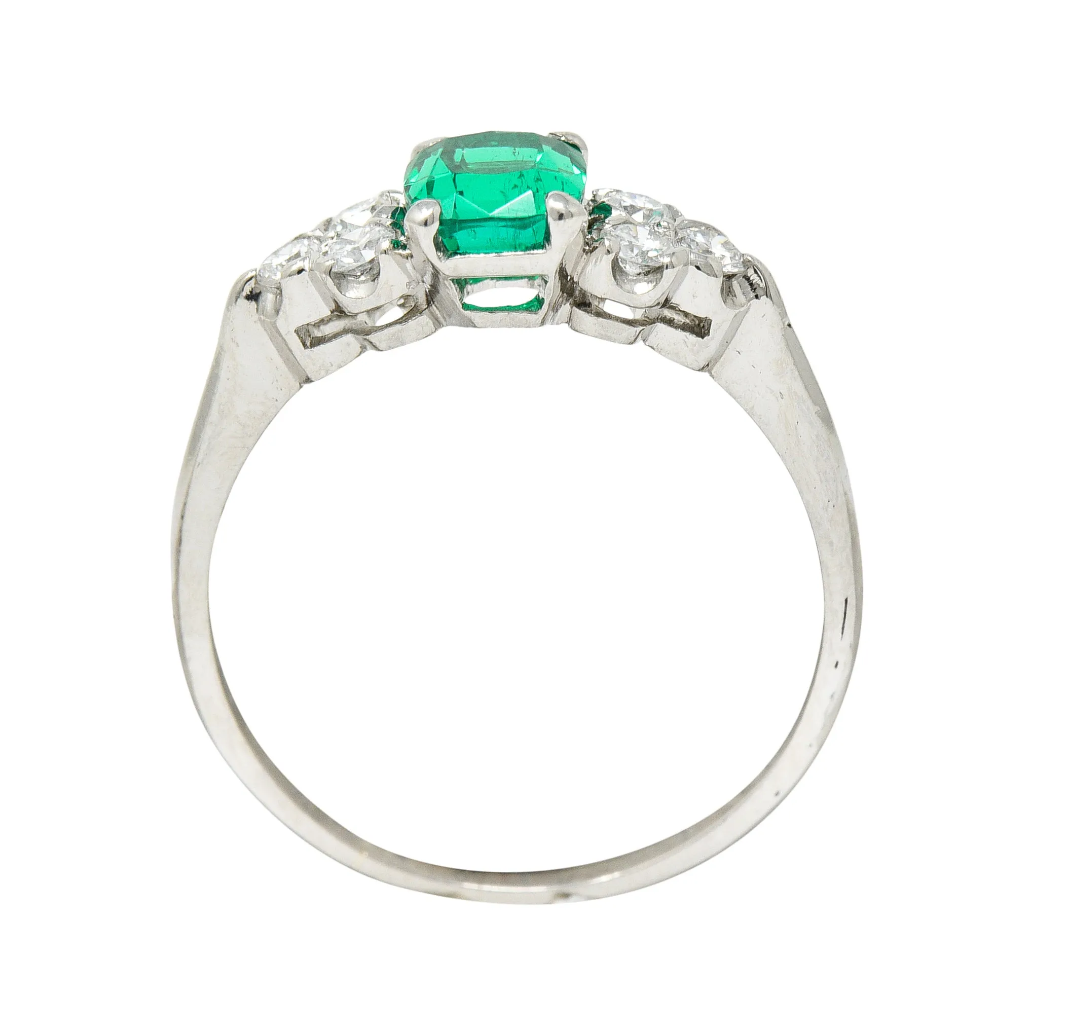 1950's Shreve Crump & Low 0.83 CTW Emerald Diamond Platinum Ring