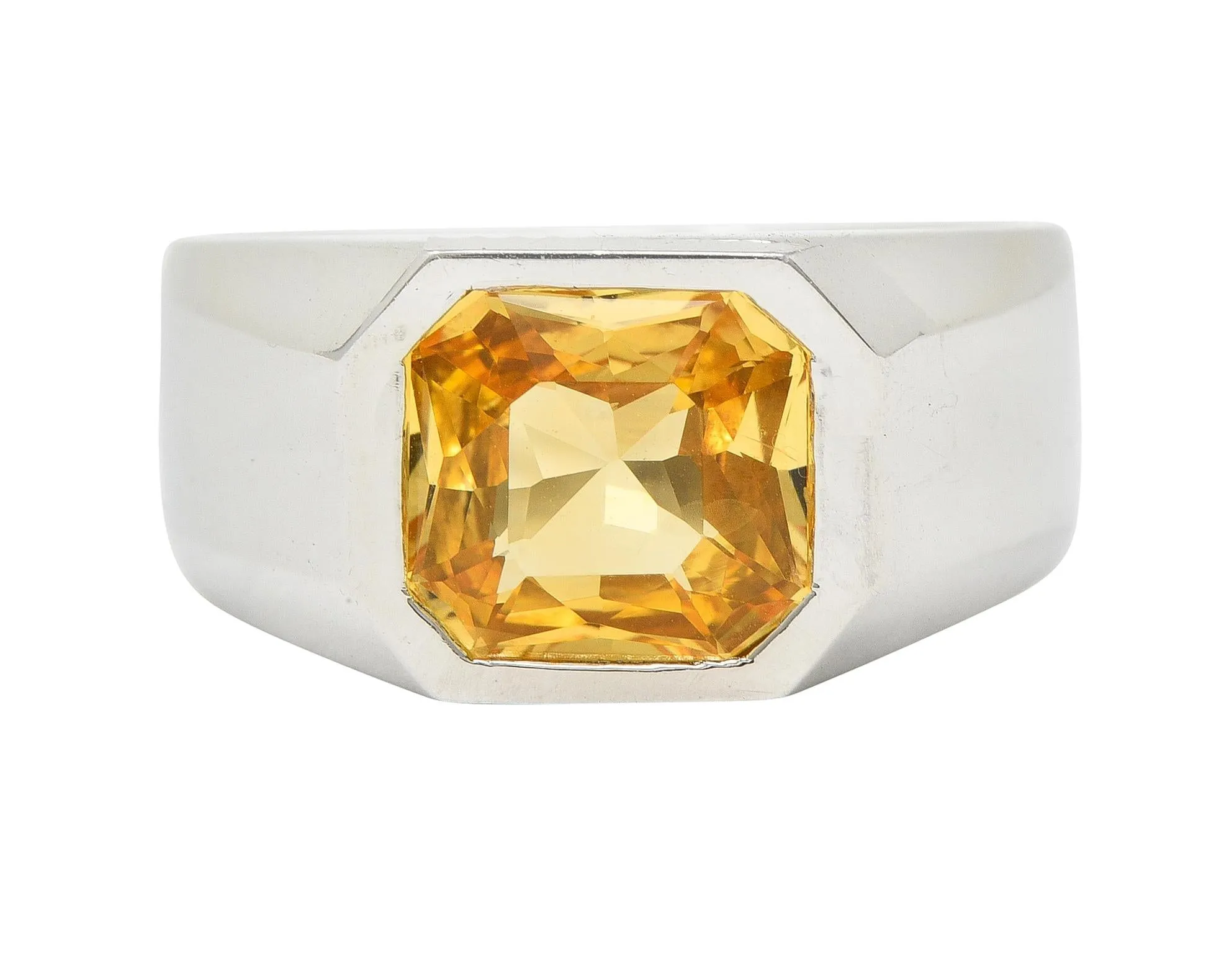 4.02 CTW No Heat Fancy Orangy Yellow Sri Lanka Ceylon Sapphire Unisex Ring GIA