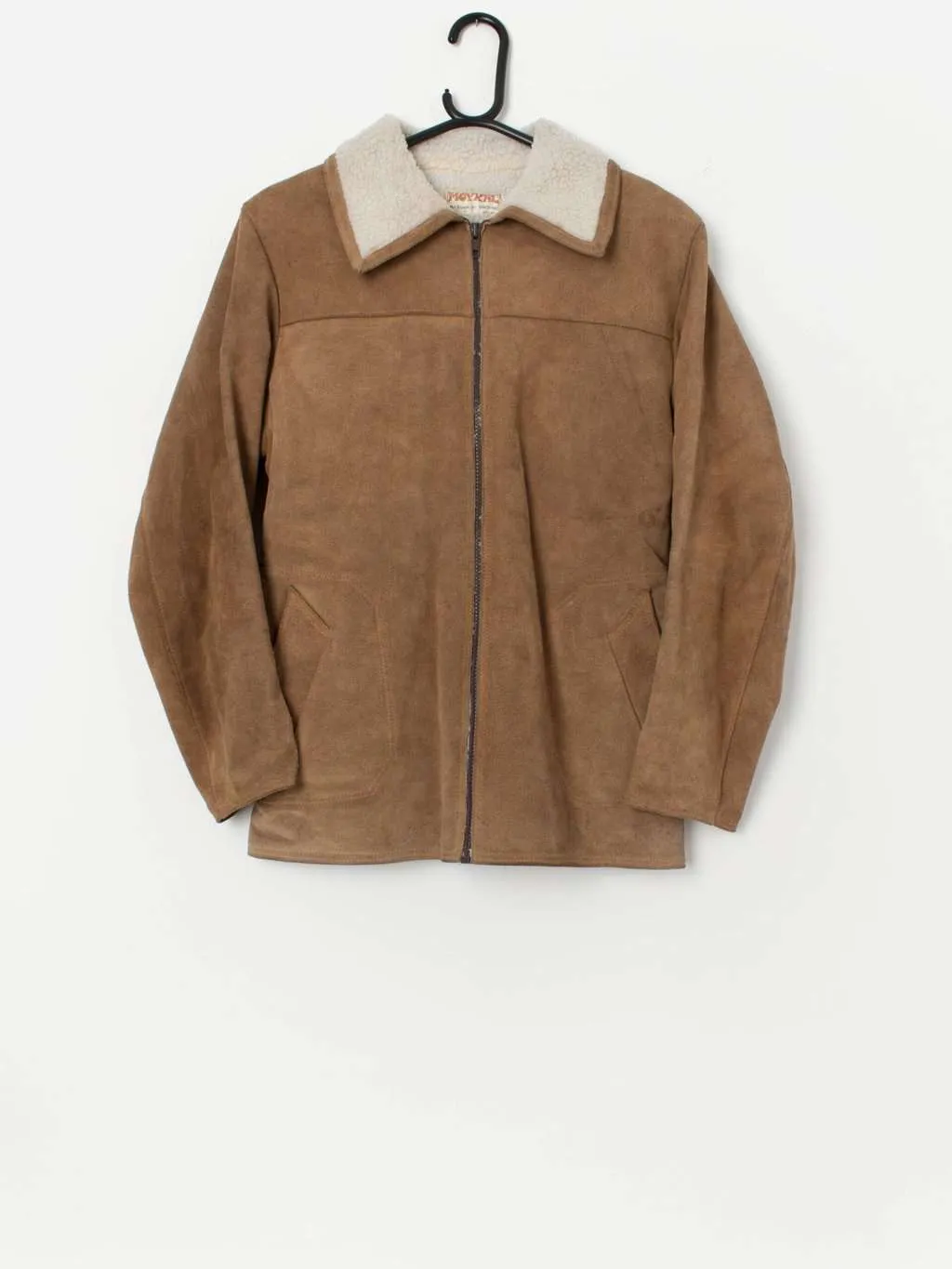 70s vintage suede jacket with borg lining – Small