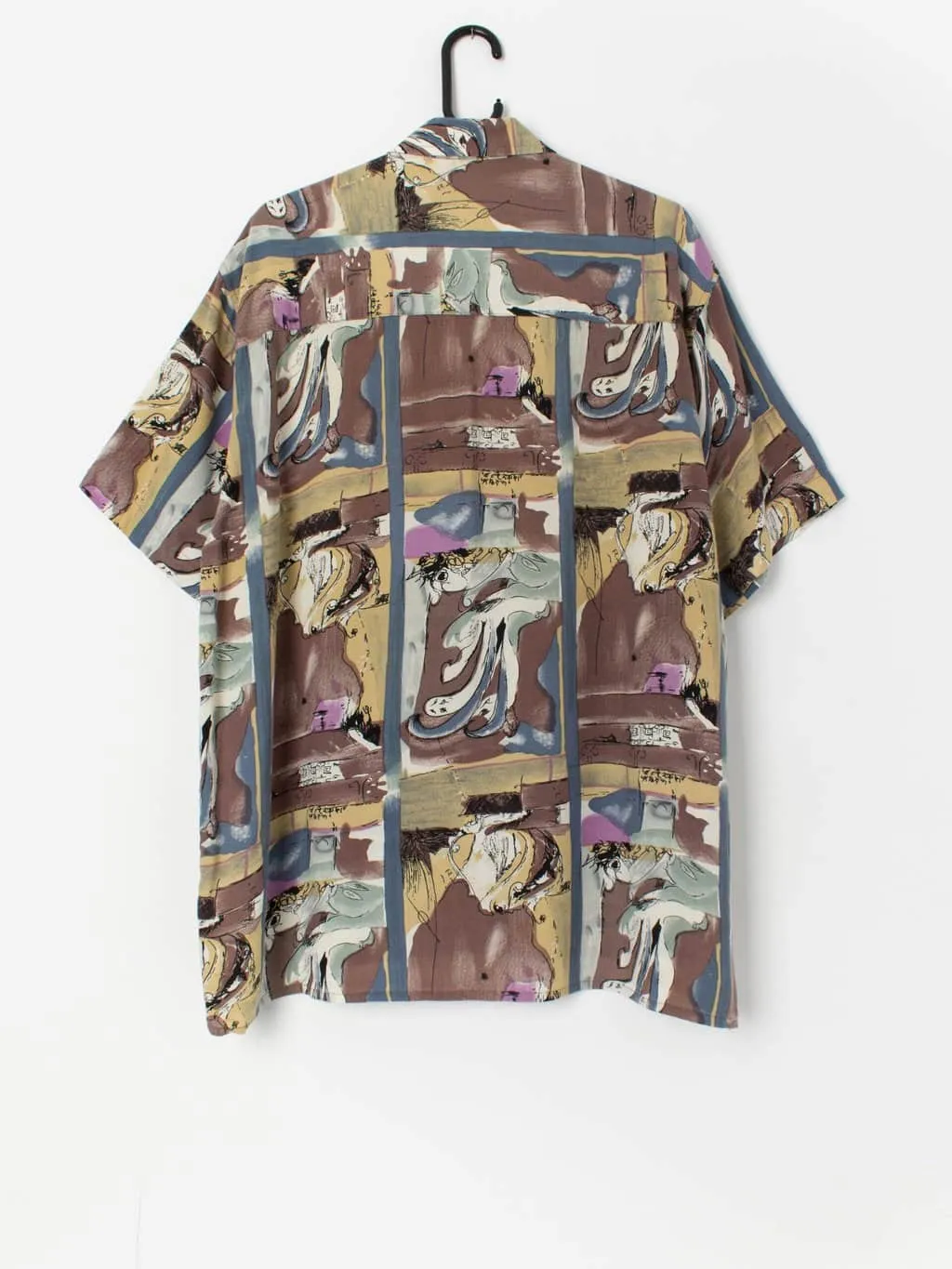 90s vintage graphic shirt in brown – Large