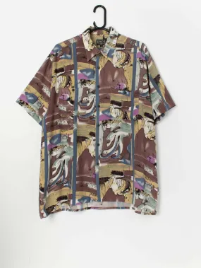 90s vintage graphic shirt in brown – Large