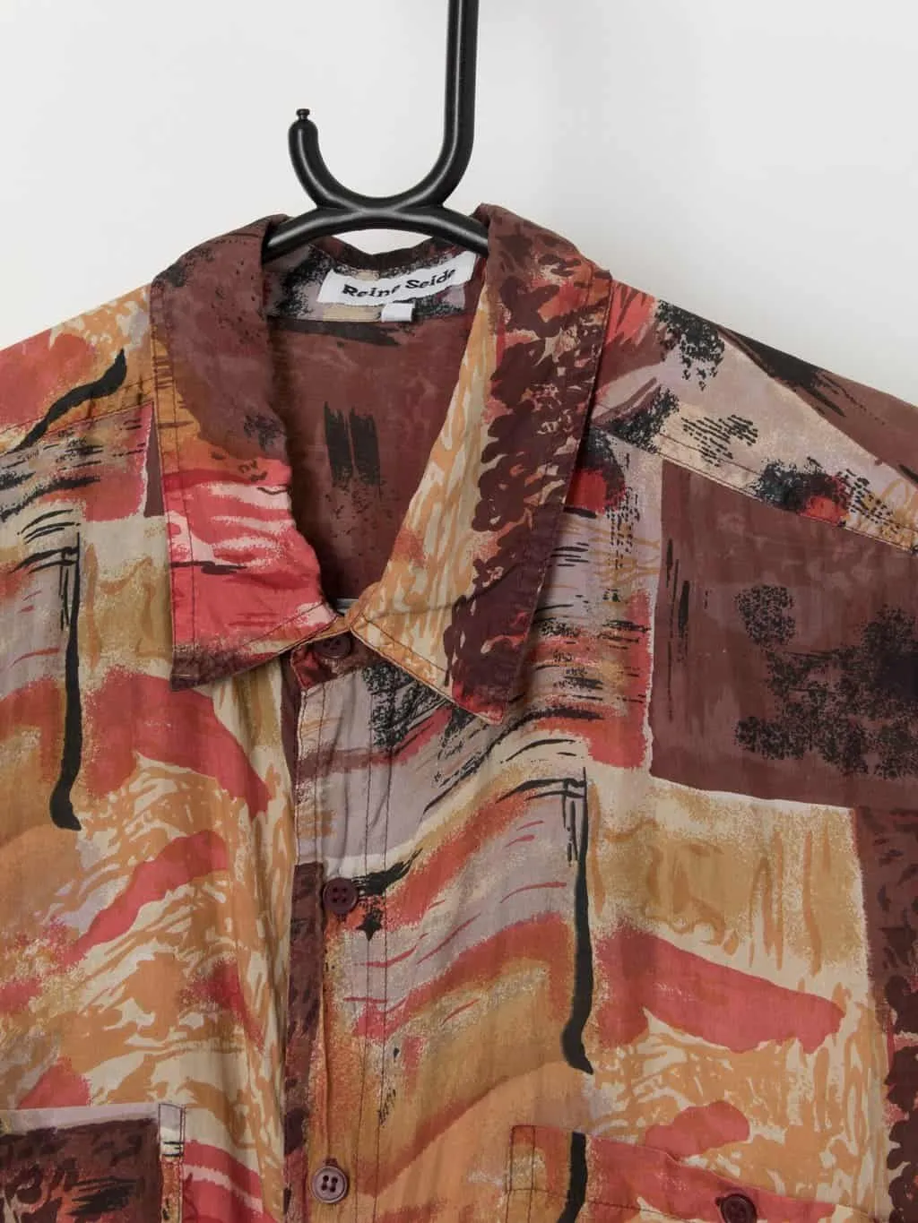 90s vintage silk shirt in red and brown – Large