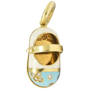 Aaron Basha Diamond 18 Karat Gold Enamel Strap Shoe Charm