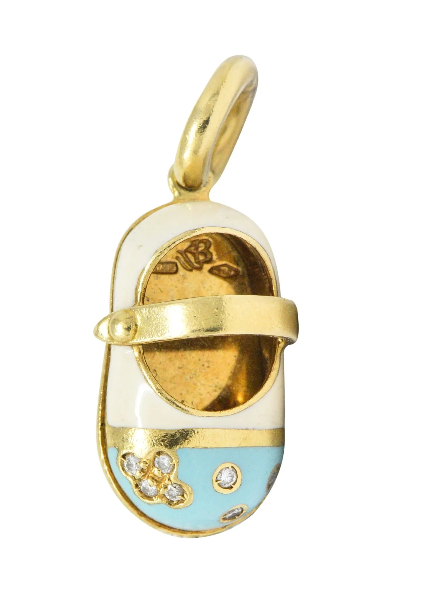 Aaron Basha Diamond 18 Karat Gold Enamel Strap Shoe Charm