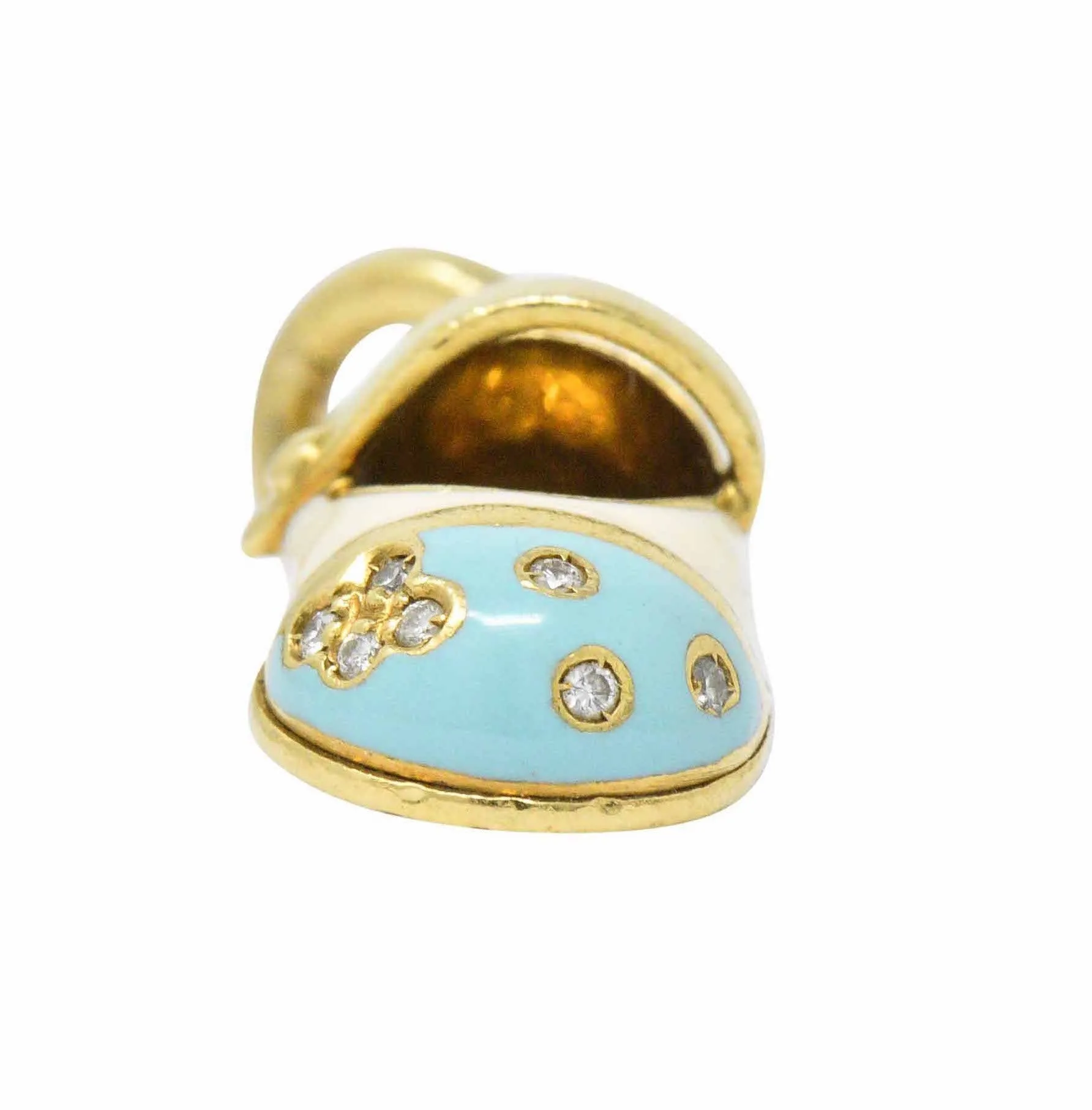 Aaron Basha Diamond 18 Karat Gold Enamel Strap Shoe Charm