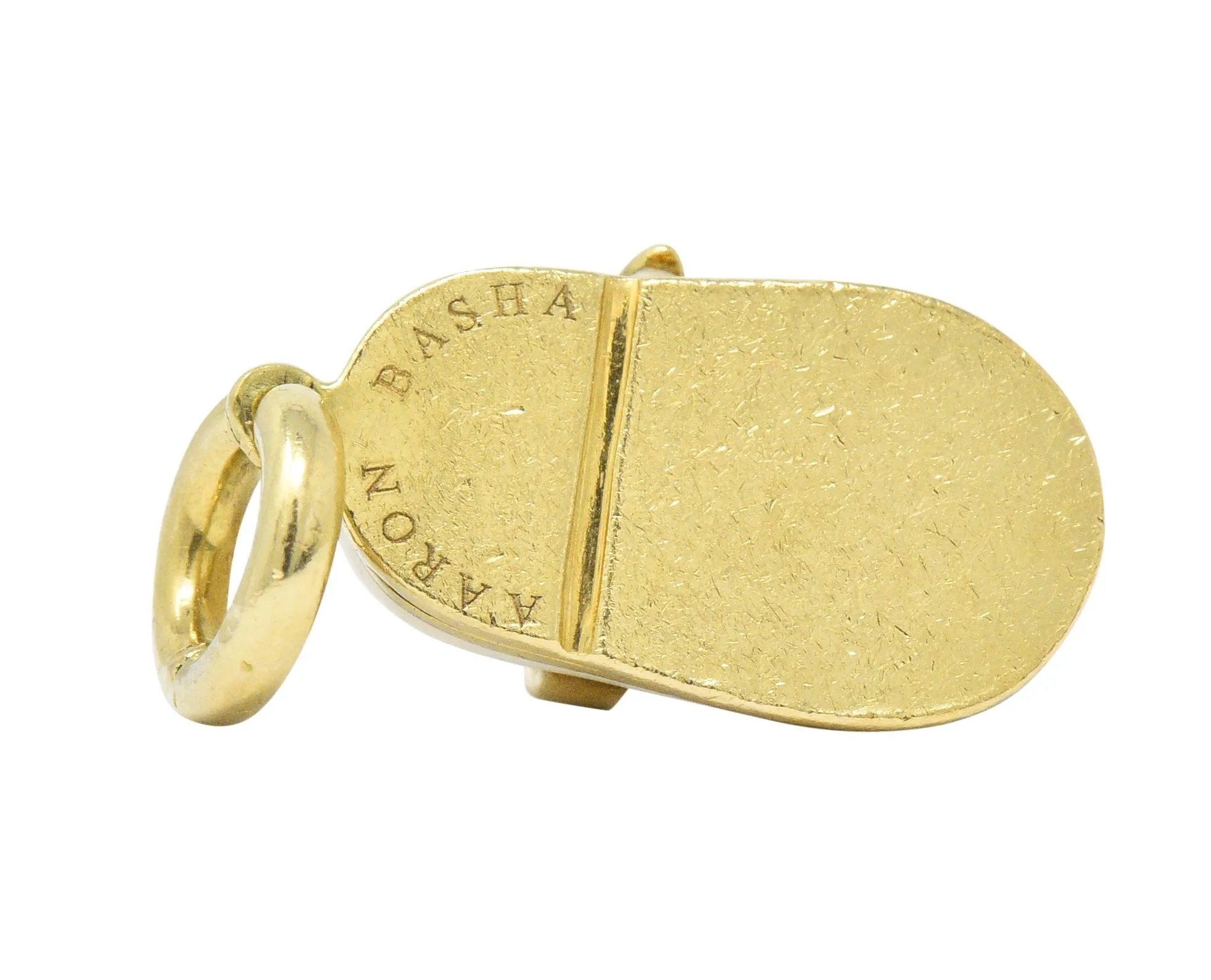 Aaron Basha Diamond 18 Karat Gold Enamel Strap Shoe Charm