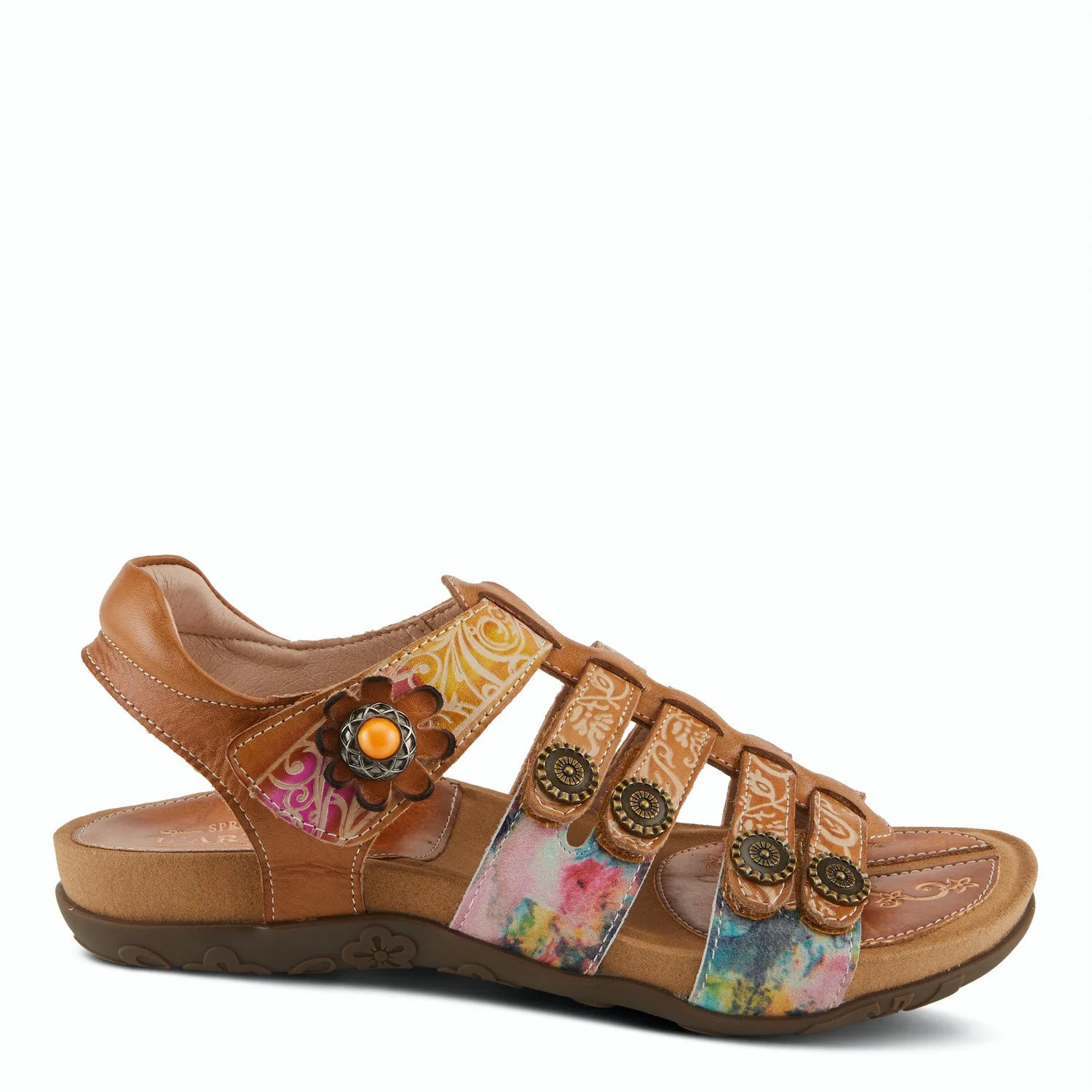  Actionetta Gladiator Sandal in Camel Multi  