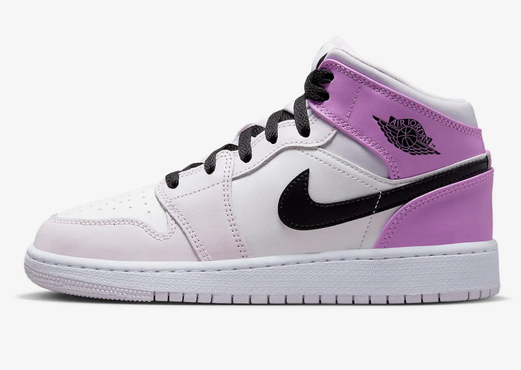 Air Jordan 1 Mid GS Barely Grape White Rush Fuchsia Black DQ8423-501