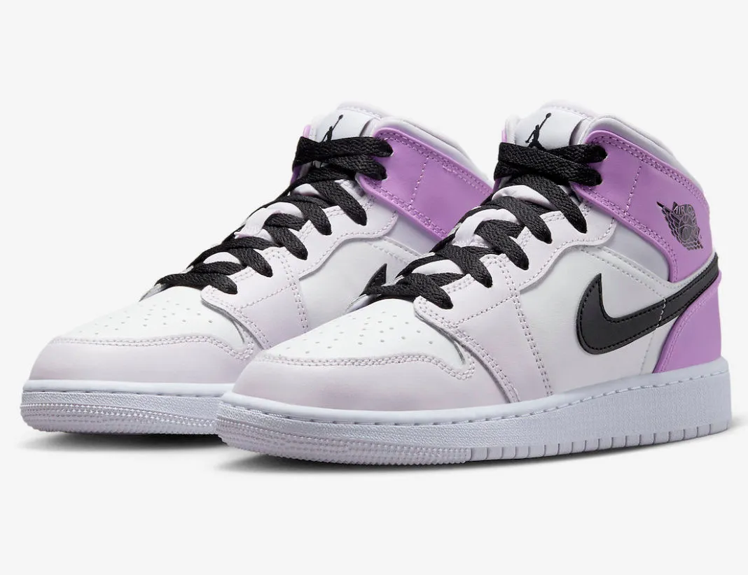 Air Jordan 1 Mid GS Barely Grape White Rush Fuchsia Black DQ8423-501