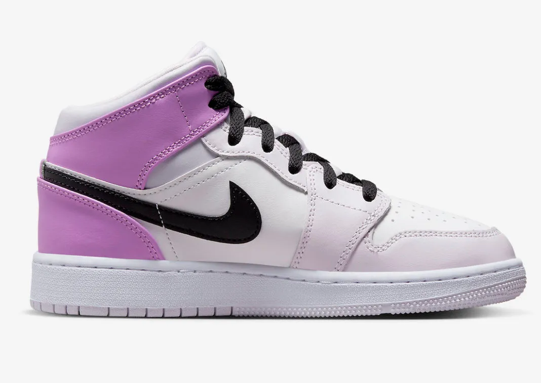 Air Jordan 1 Mid GS Barely Grape White Rush Fuchsia Black DQ8423-501