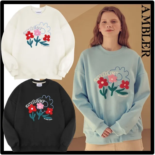 AMBLER  |Unisex Street Style Logo Sweatshirts