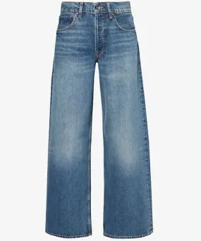 Anine Bing Womens Mazarine Blue Manon high-rise wide-leg denim jeans