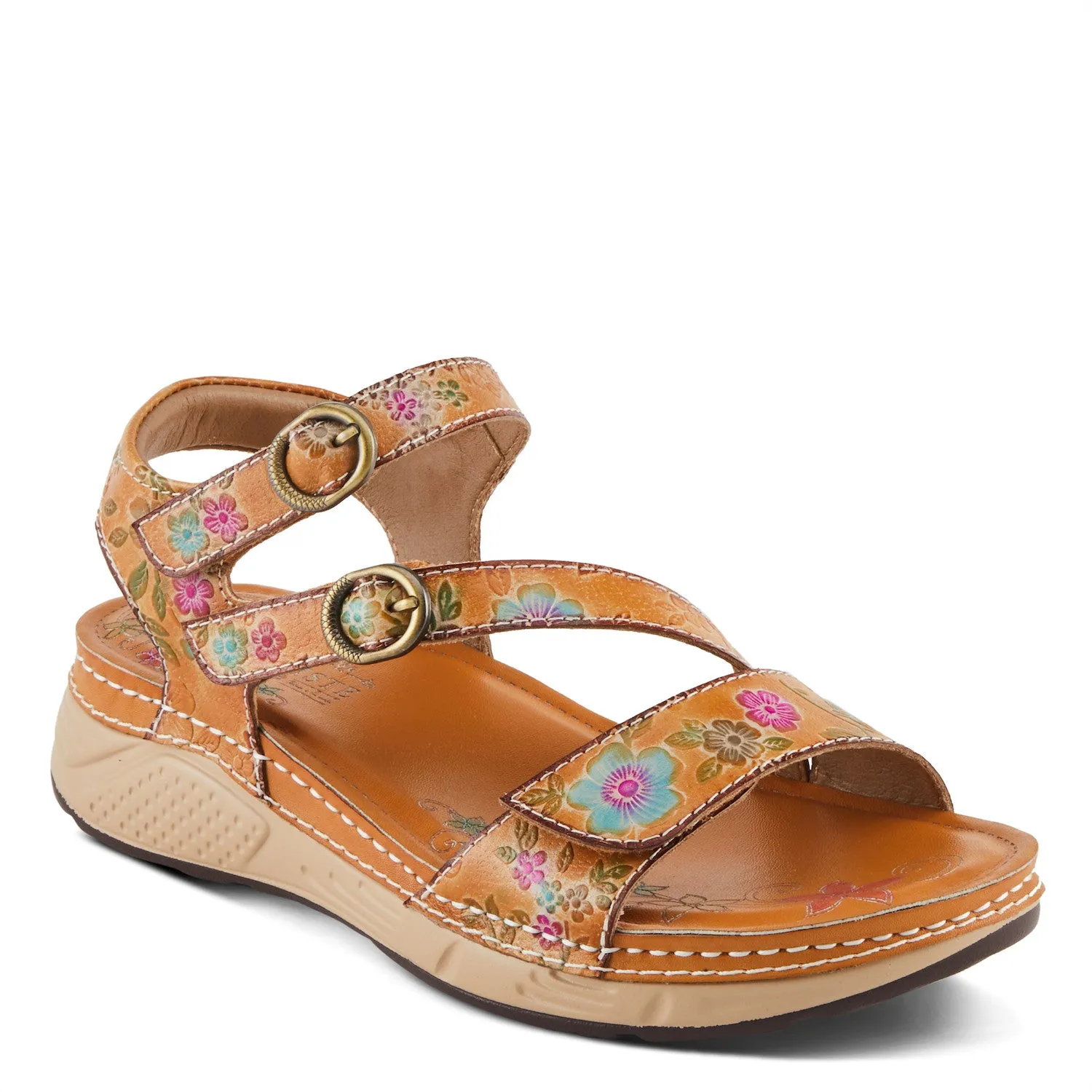  Anneka Refreshing Tri-Strap adjustable sandal in Camel Multi  