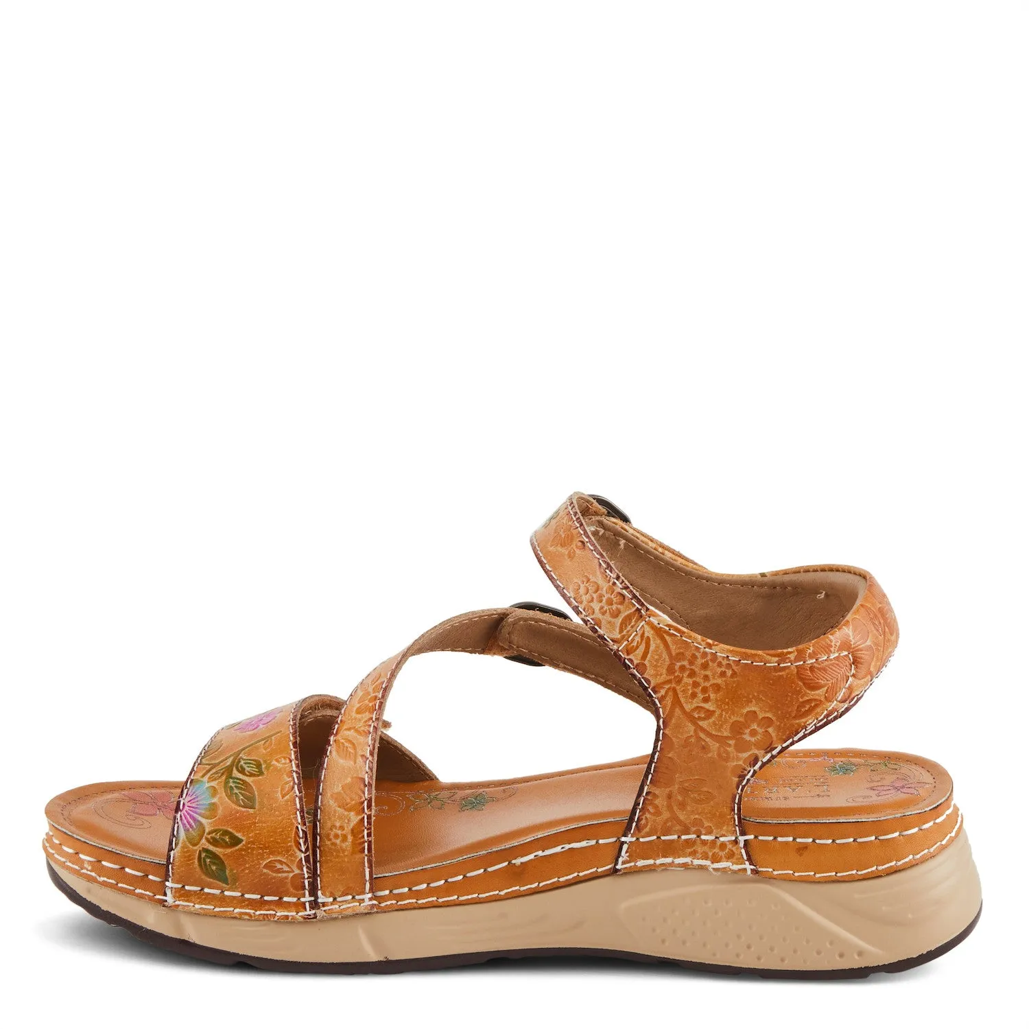  Anneka Refreshing Tri-Strap adjustable sandal in Camel Multi  