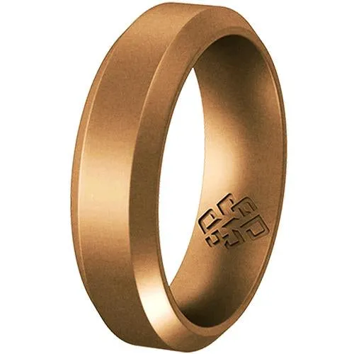 Antique Gold Bevel Edge Silicone Unisex Ring