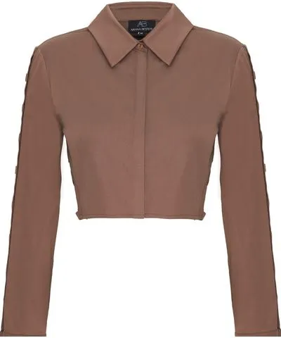 Ariana Bestepe Women's Brown Cotton Button Shirt