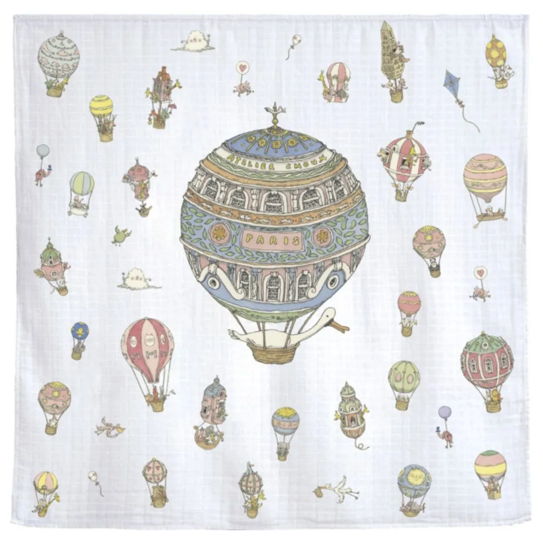 Atelier Choux Paris Swaddle Hot Air Balloons White