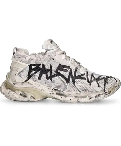 Balenciaga Runner Mesh And Nylon Graffiti Sneakers