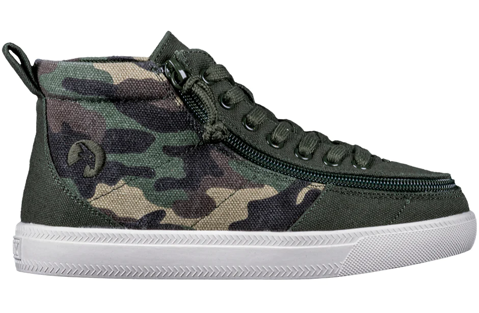 Billy Boys Toddler Hightop Zip Up Sneakers- Olive Camo