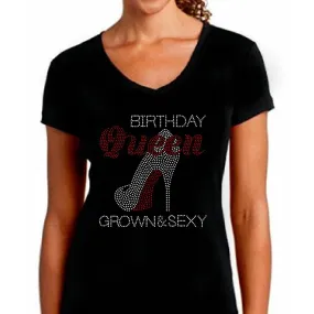 Birthday Queen Rhinestone Stiletto Shoe T Shirt