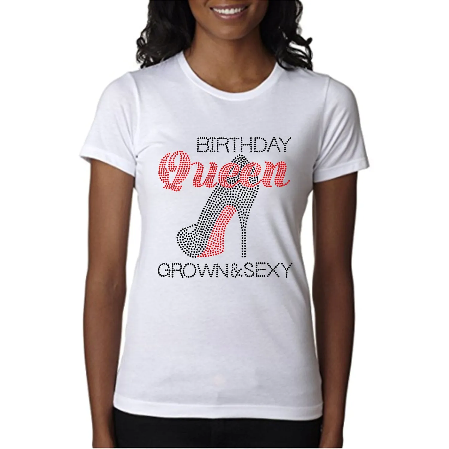 Birthday Queen Rhinestone Stiletto Shoe T Shirt