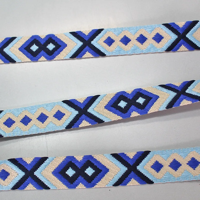 Blue Criss Cross Bag Webbing - 40mm