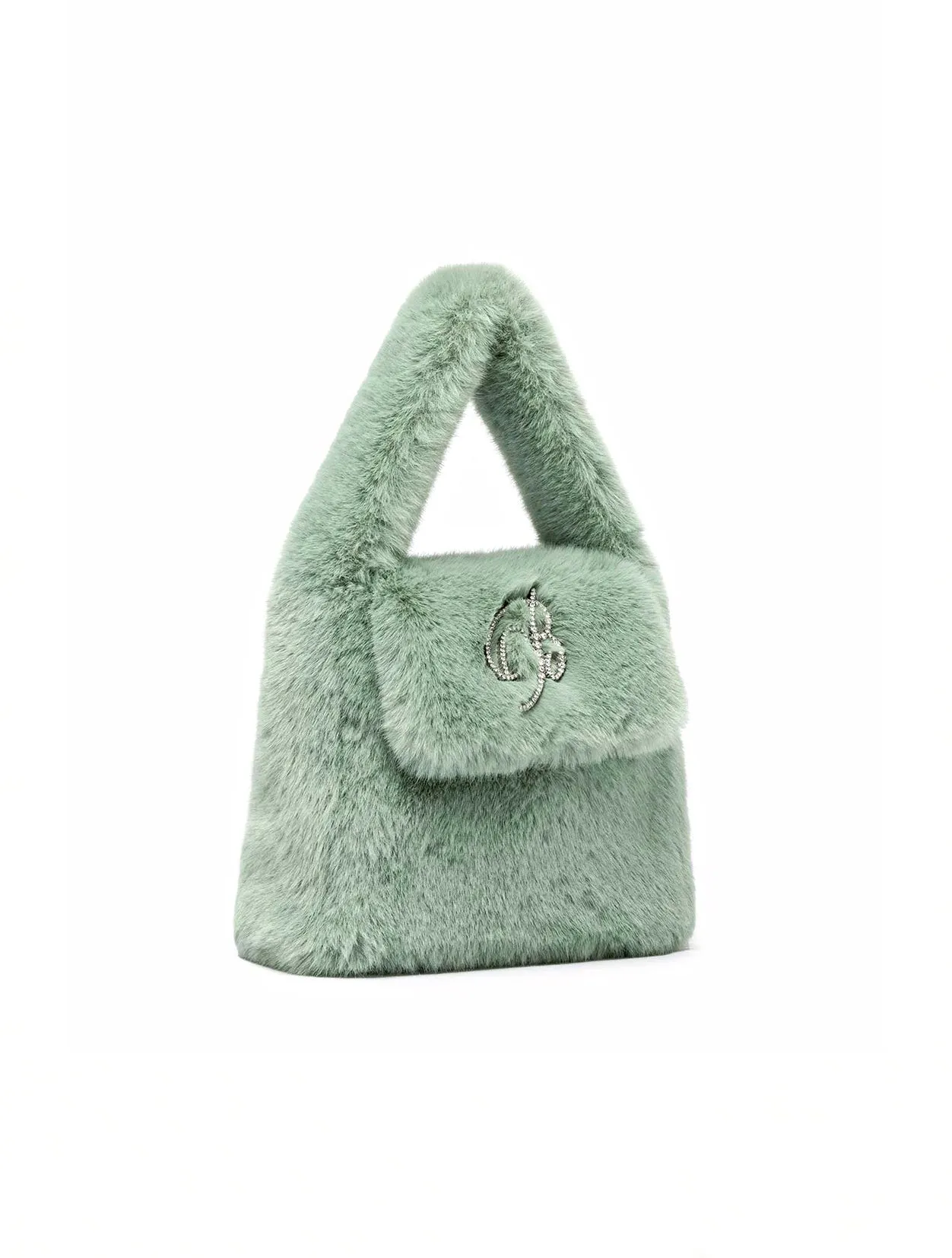 Blumarine Eco Fur Green Embellished Bag