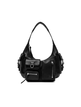 Blumarine Small Black Cargo Pocket Hobo Bag