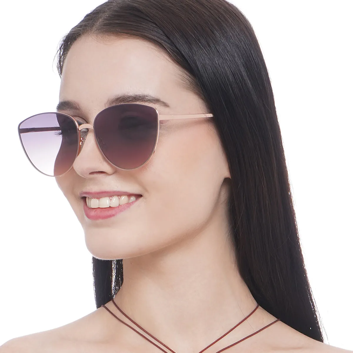 Carlton London Rose Gold & Brown Toned Uv Protected Cateye Sunglasses For Women