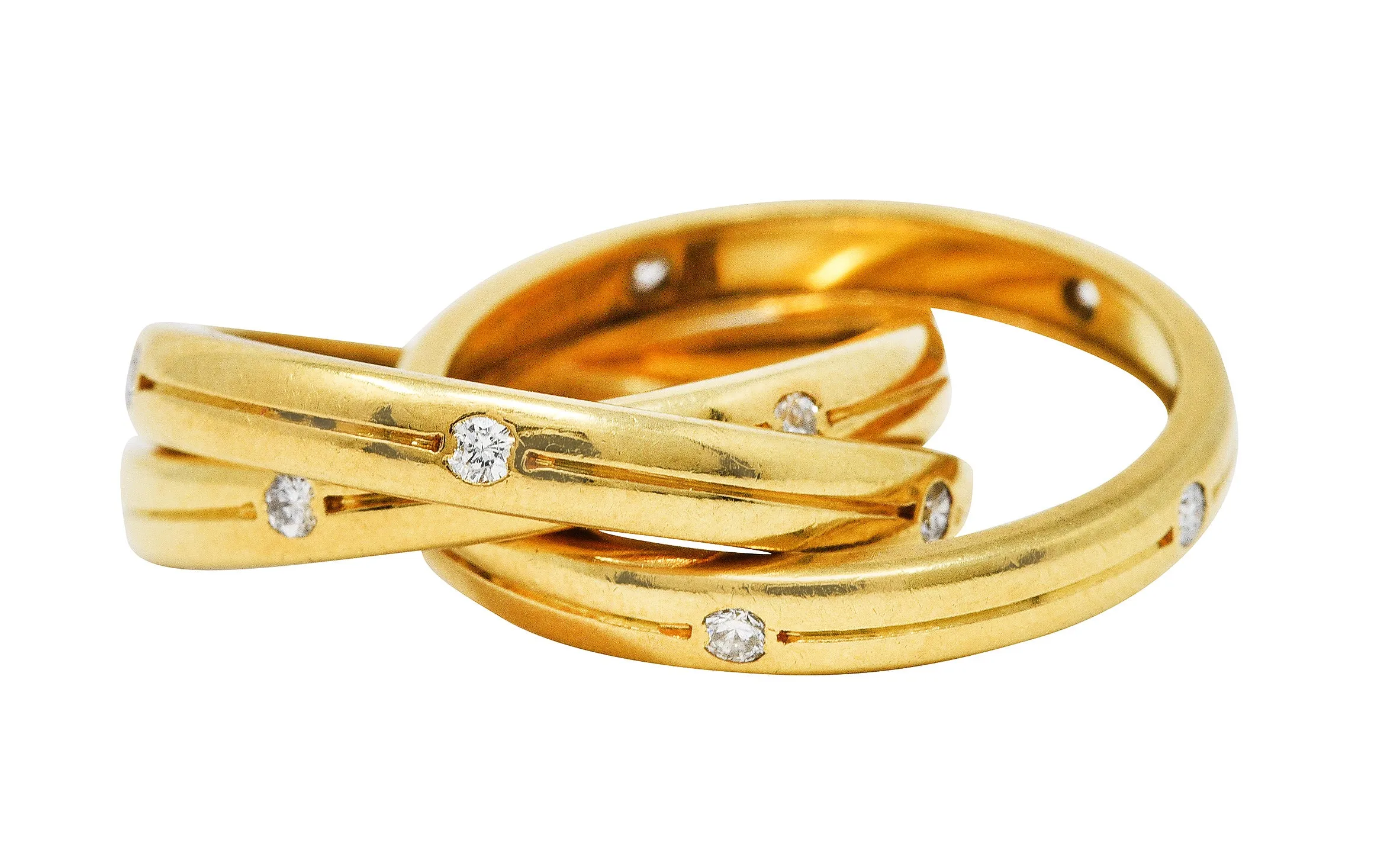 Cartier Diamond 18 Karat Gold Unisex Trinity Rolling Ring