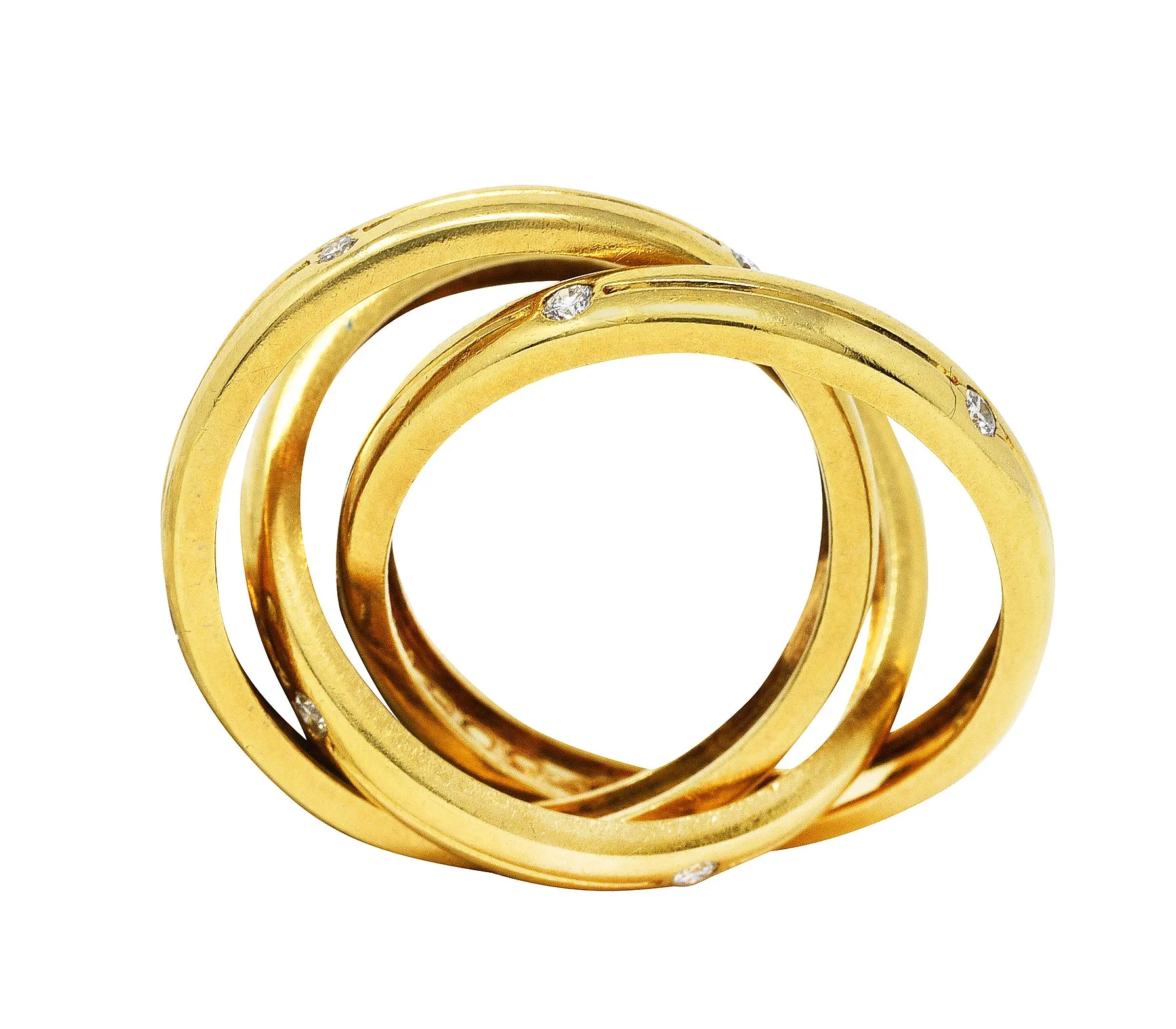 Cartier Diamond 18 Karat Gold Unisex Trinity Rolling Ring