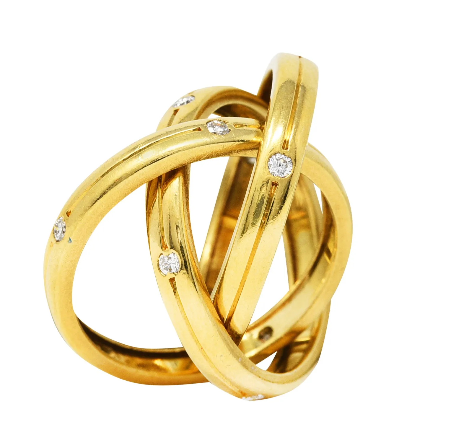 Cartier Diamond 18 Karat Gold Unisex Trinity Rolling Ring