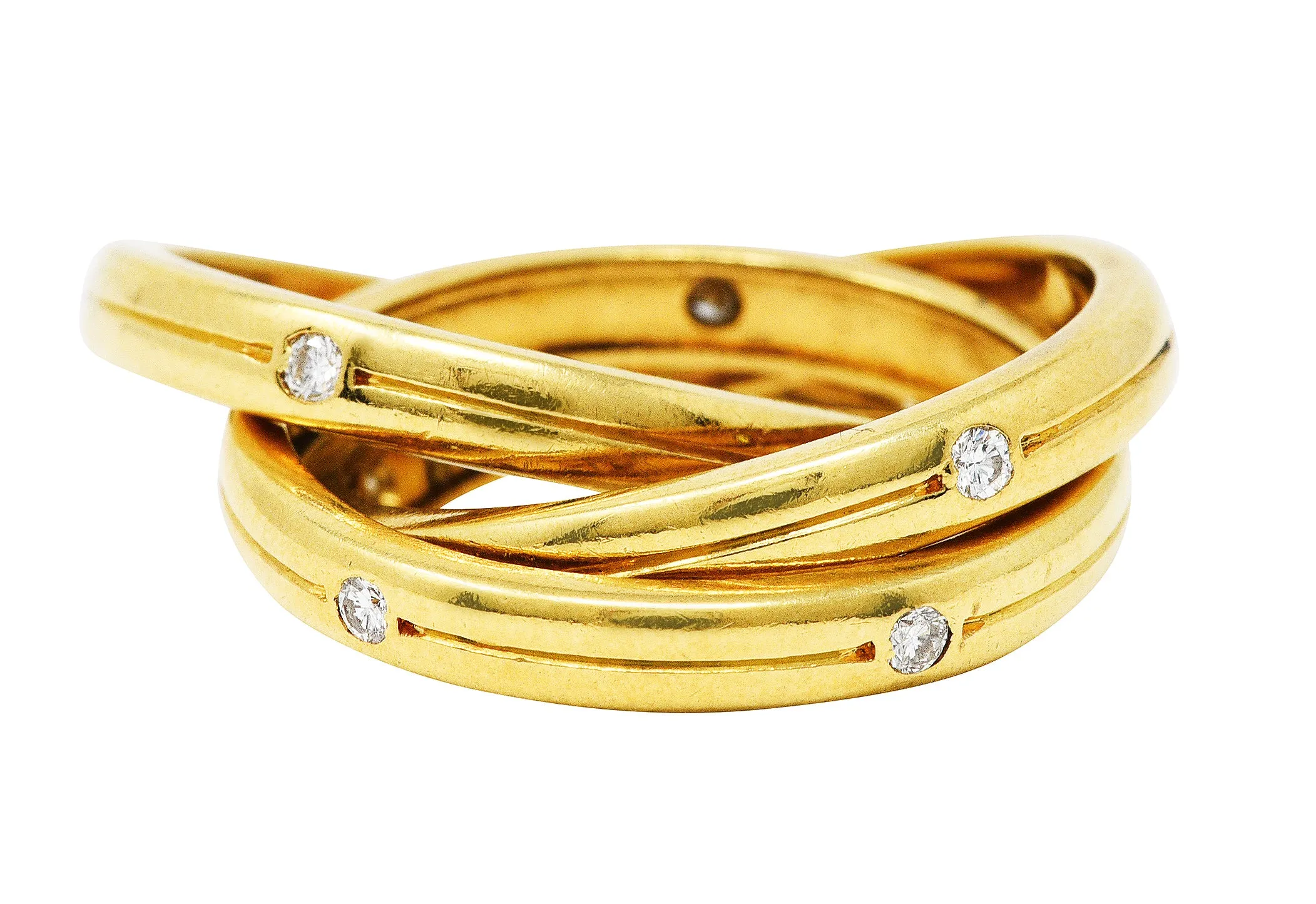 Cartier Diamond 18 Karat Gold Unisex Trinity Rolling Ring