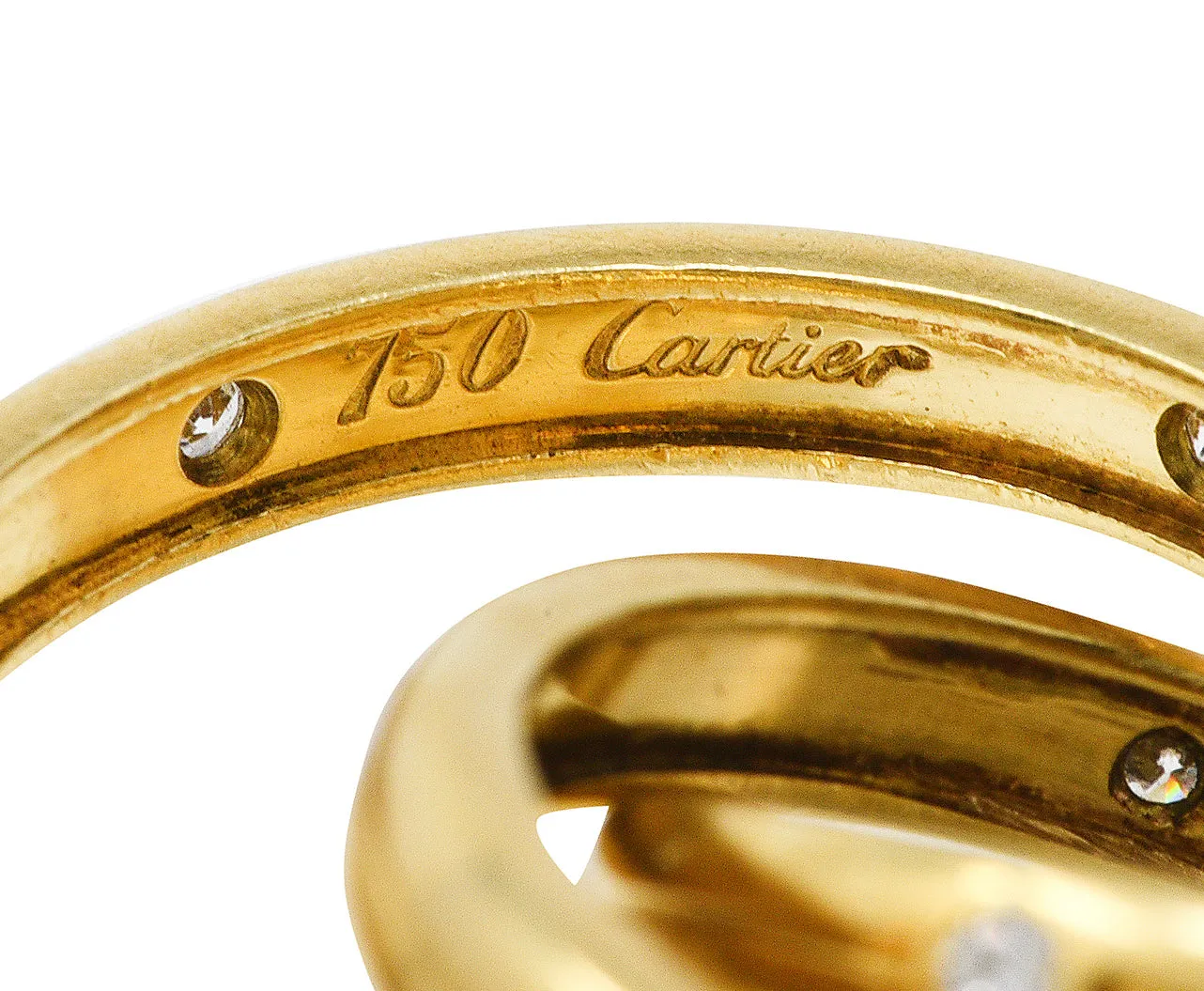 Cartier Diamond 18 Karat Gold Unisex Trinity Rolling Ring