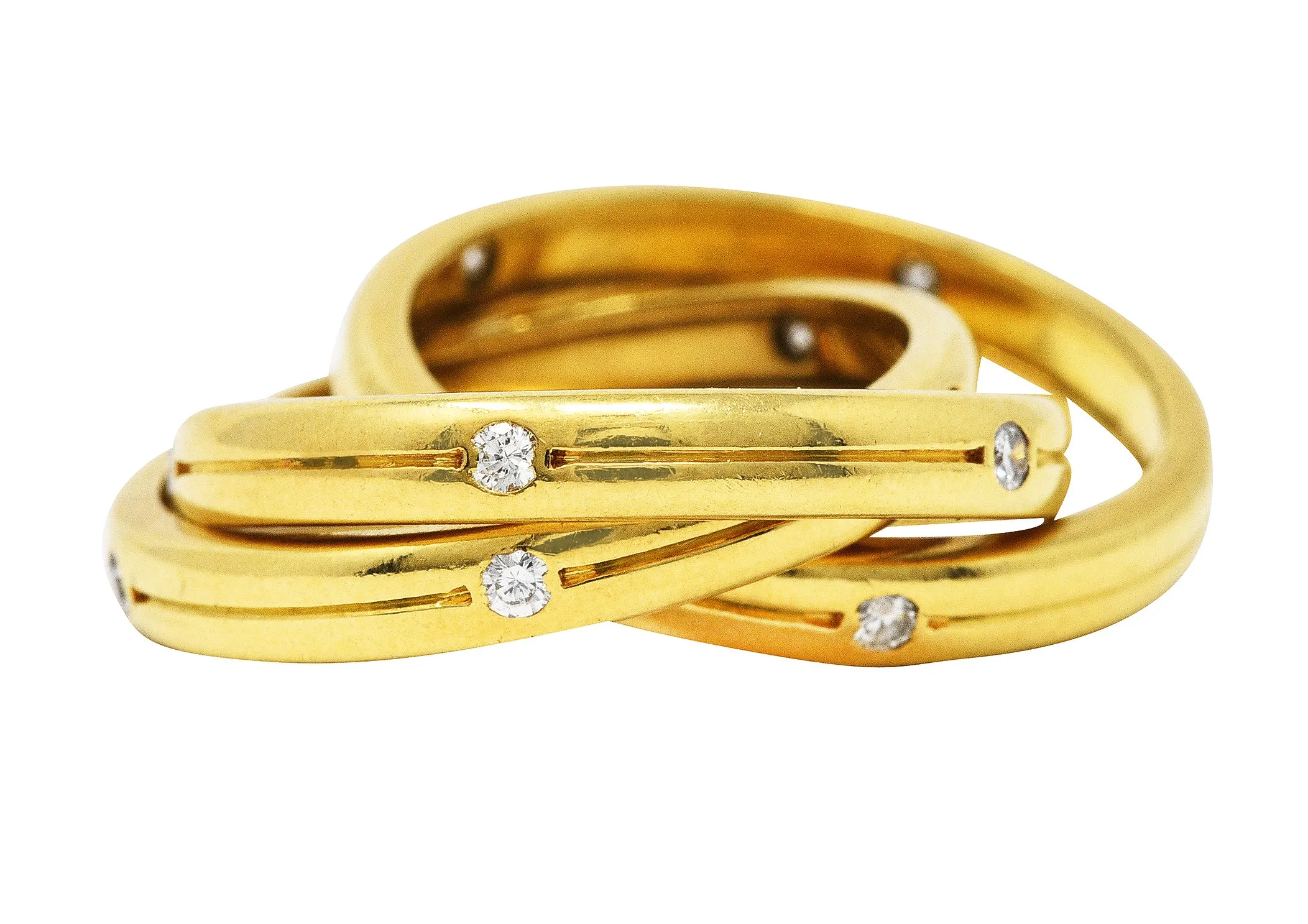 Cartier Diamond 18 Karat Gold Unisex Trinity Rolling Ring