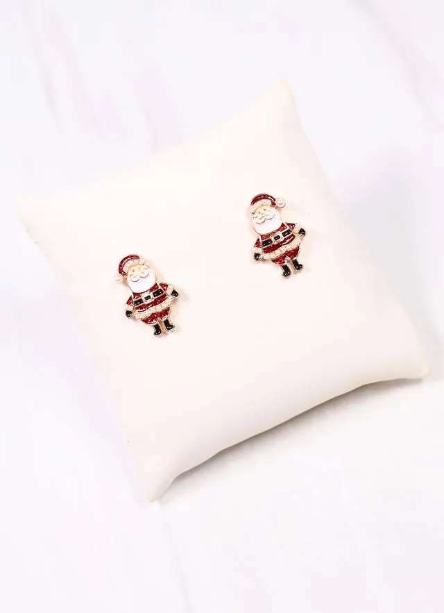 Cheery Santa Stud Earring RED