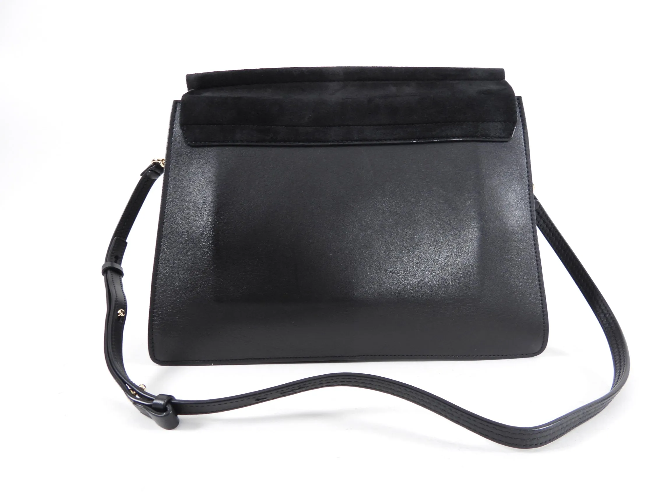 Chloe Faye Medium Black Suede and Leather Chain Bag