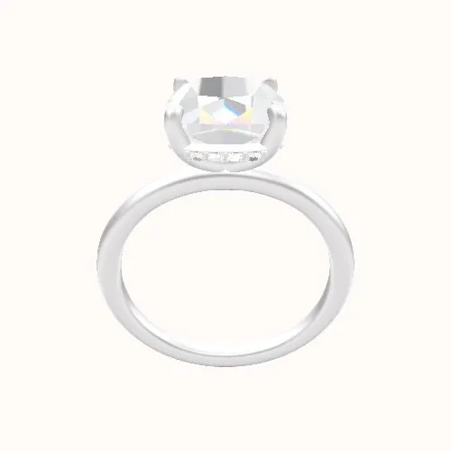 Classic Solitaire Engagement Ring With Low Set Pave  Hidden Halo Head