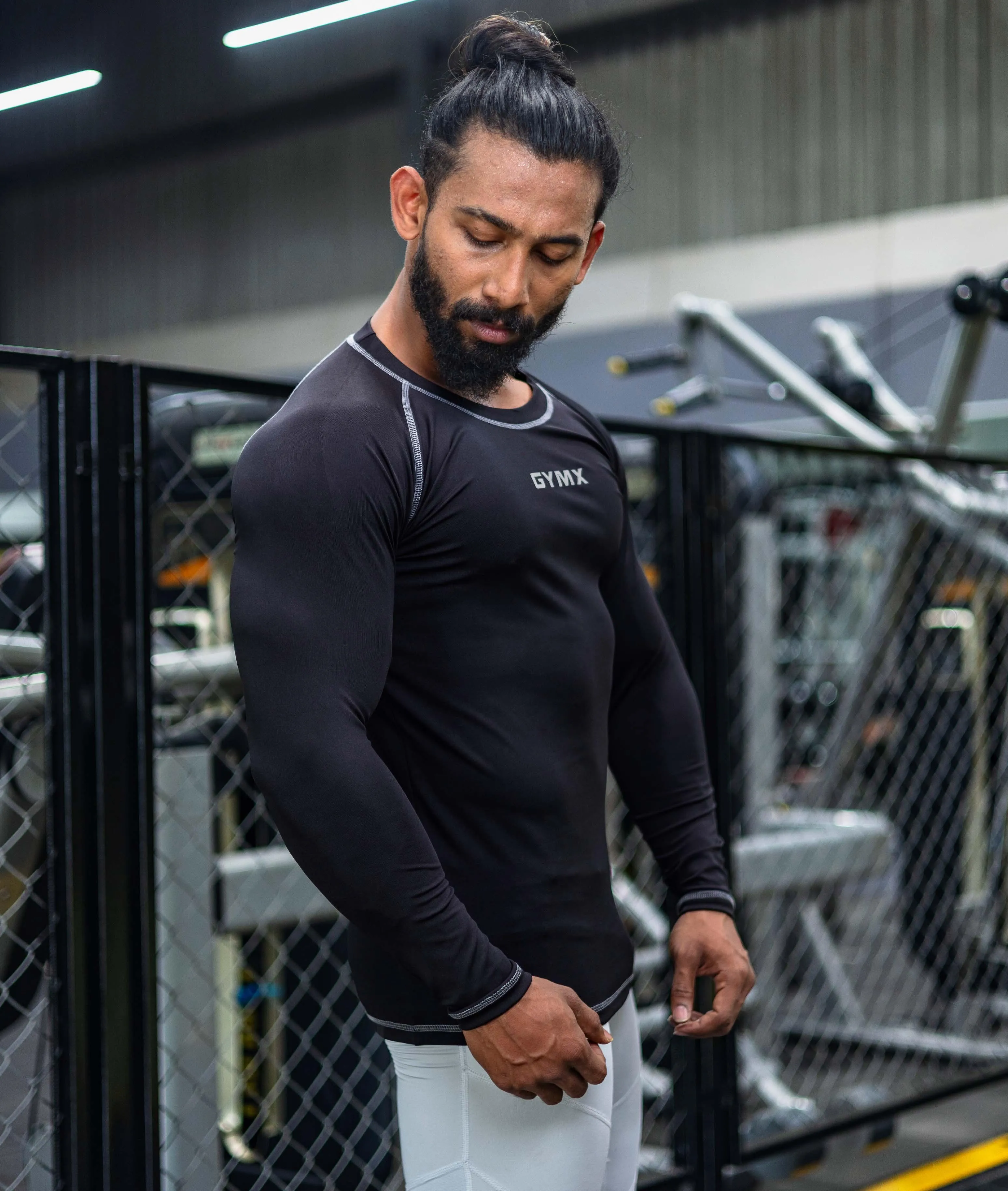 Compression GymX Full Sleeve Tee: Black